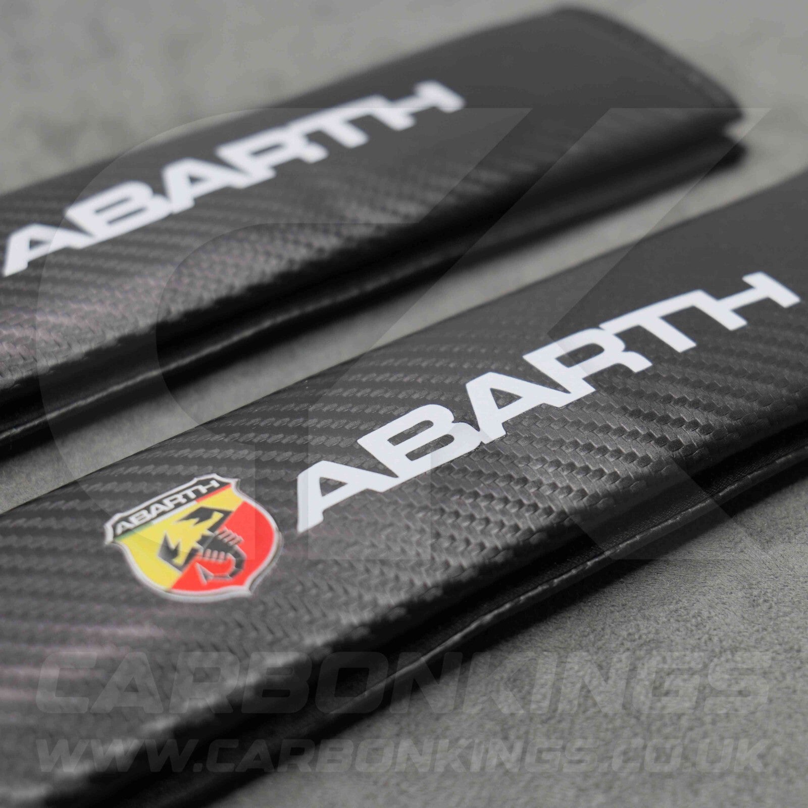 Fiat Abarth Carbon Fibre Style Seatbelt Shoulder Cover Pad Protector Set 500 595