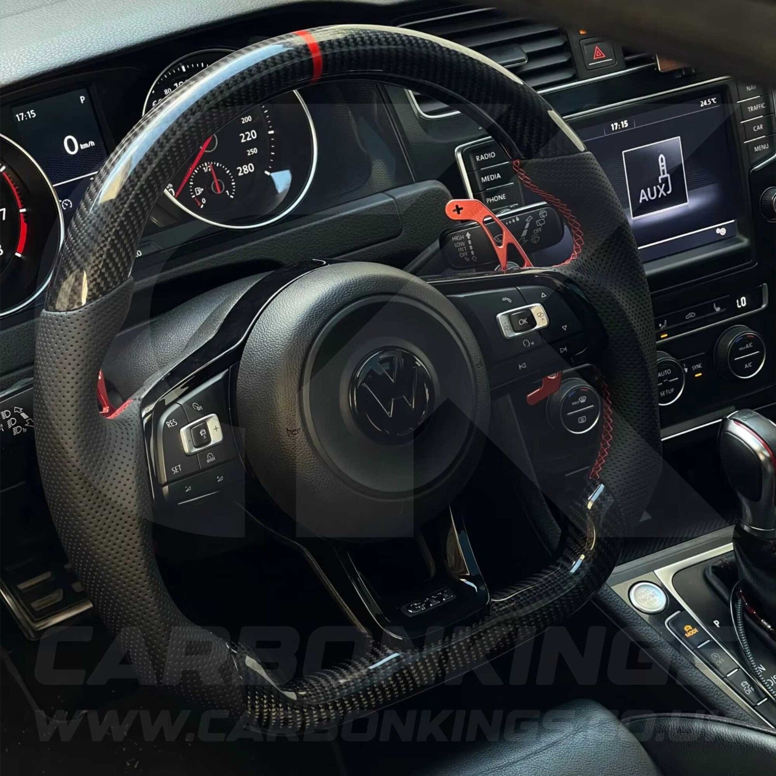 Volkswagen Carbon Fibre Steering Wheel VW Golf MK7 MK7.5 R R-Line GTI GTD GTE +