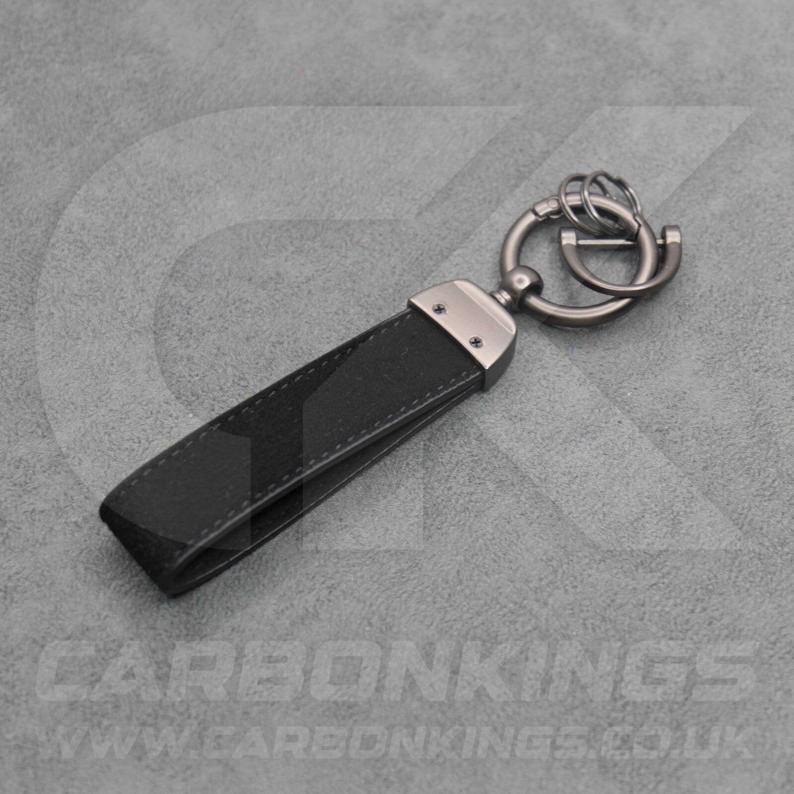 Fiat Abarth Black Suede Key Ring Chain Alcantara Stitched 500 595 695 Punto