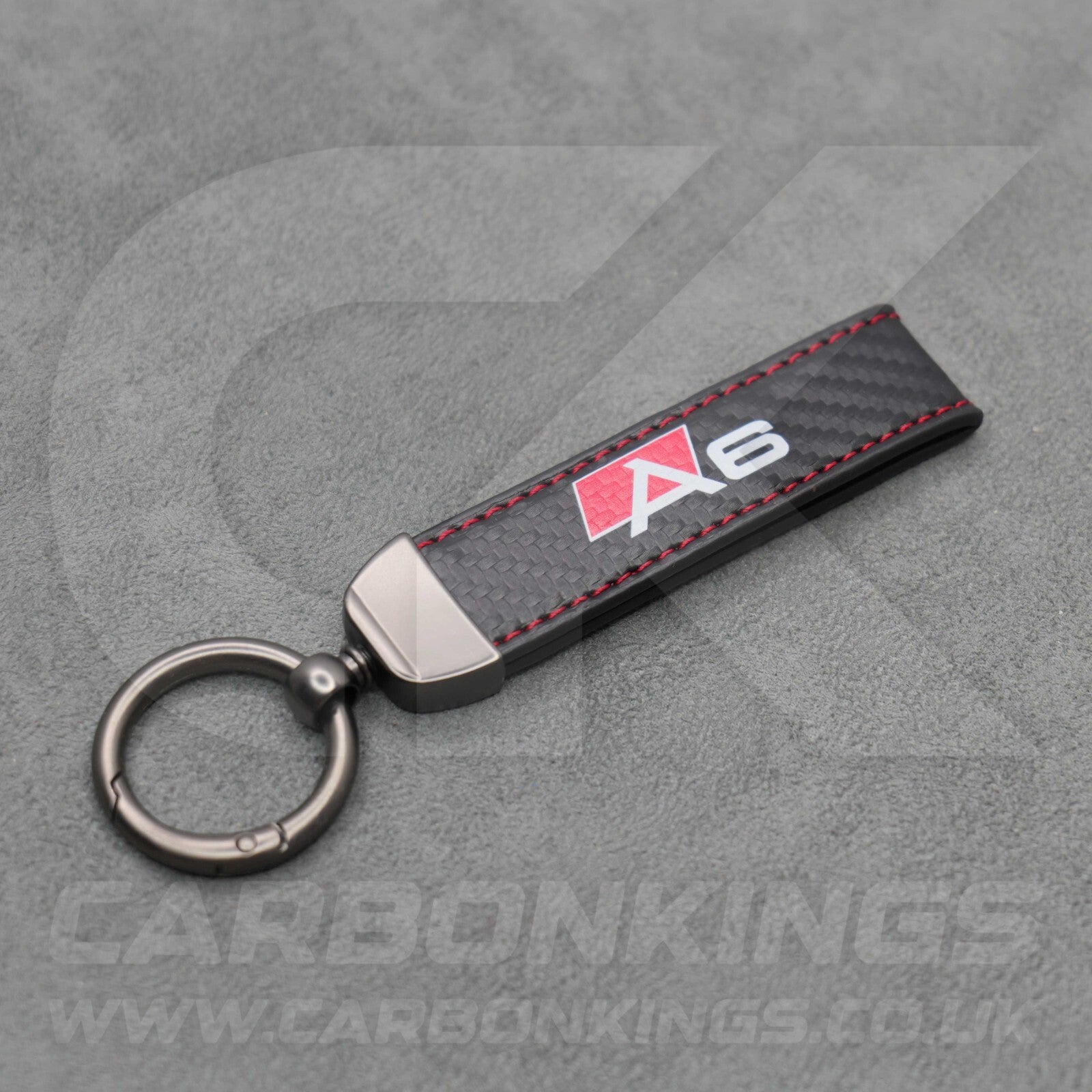 Audi Carbon Fibre Style Red Stitching Key Ring Chain S Line A3 A4 A5 A6 A7 A8
