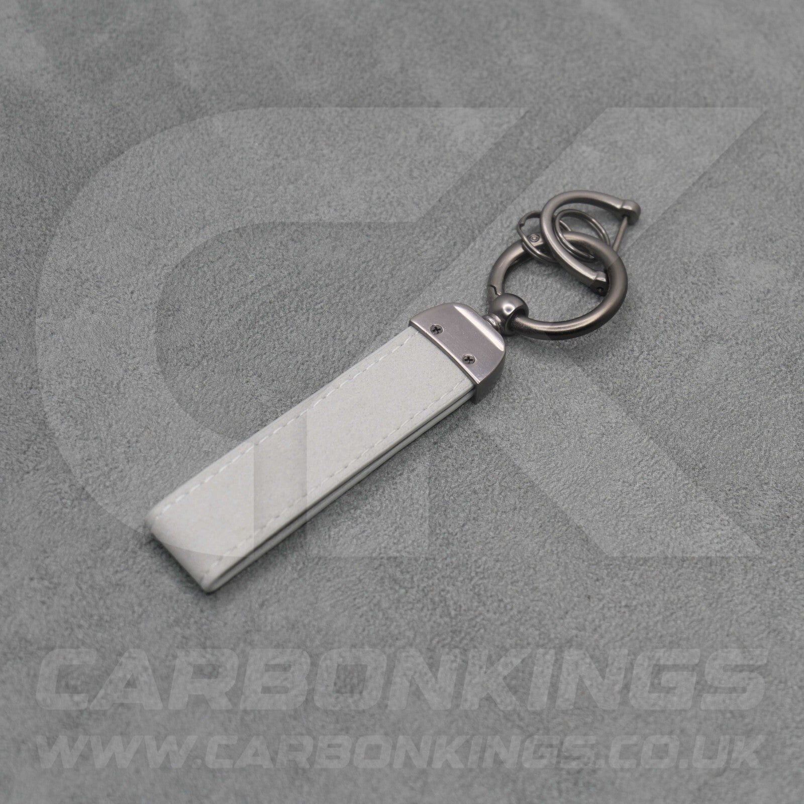 Mini Cooper Grey Suede Key Ring Chain JCW Alcantara Stitched Premium Car Keys