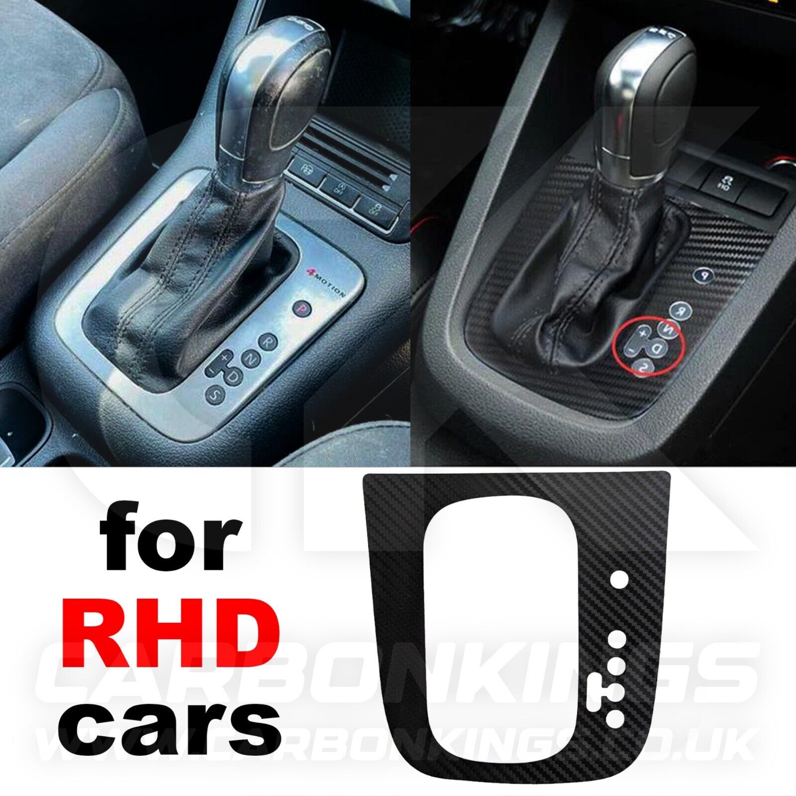 VW Volkswagen Carbon Fibre DSG Gear Knob Sticker MK1 Tiguan Touareg MK5 Golf