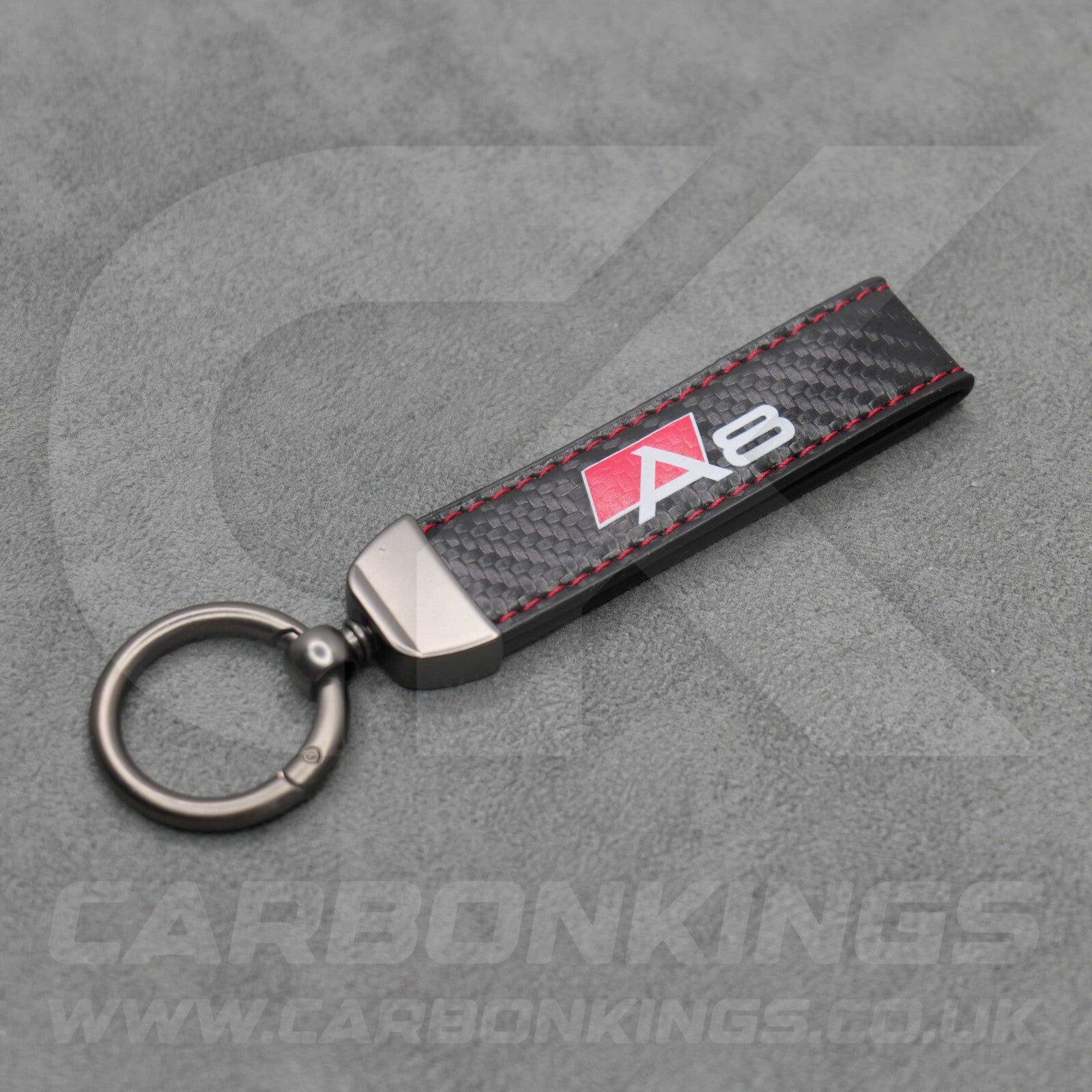 Audi Carbon Fibre Style Red Stitching Key Ring Chain S Line A3 A4 A5 A6 A7 A8