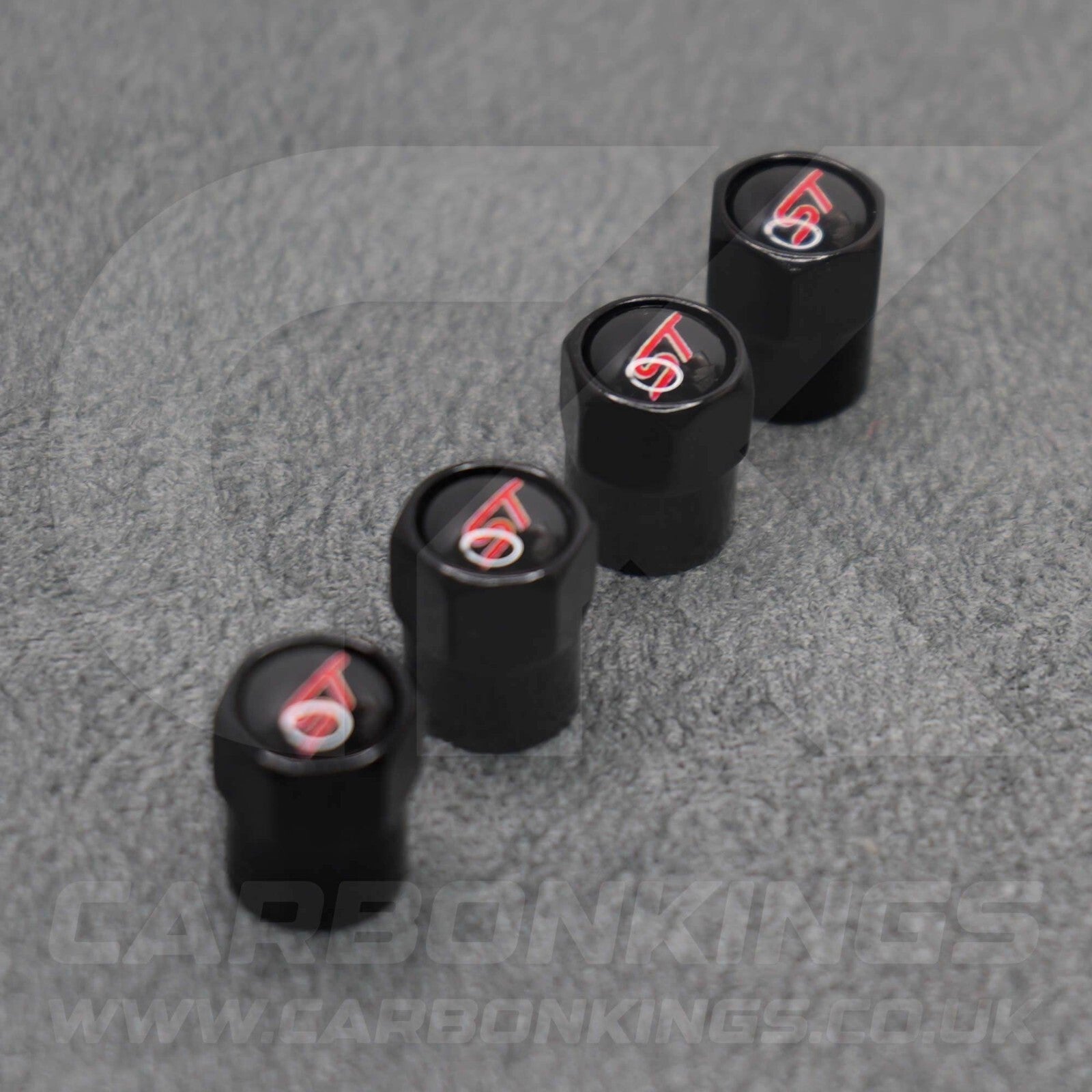 Ford ST Sport Black Anodised Wheel Valve Dust Caps Set Fiesta Focus Edge Puma