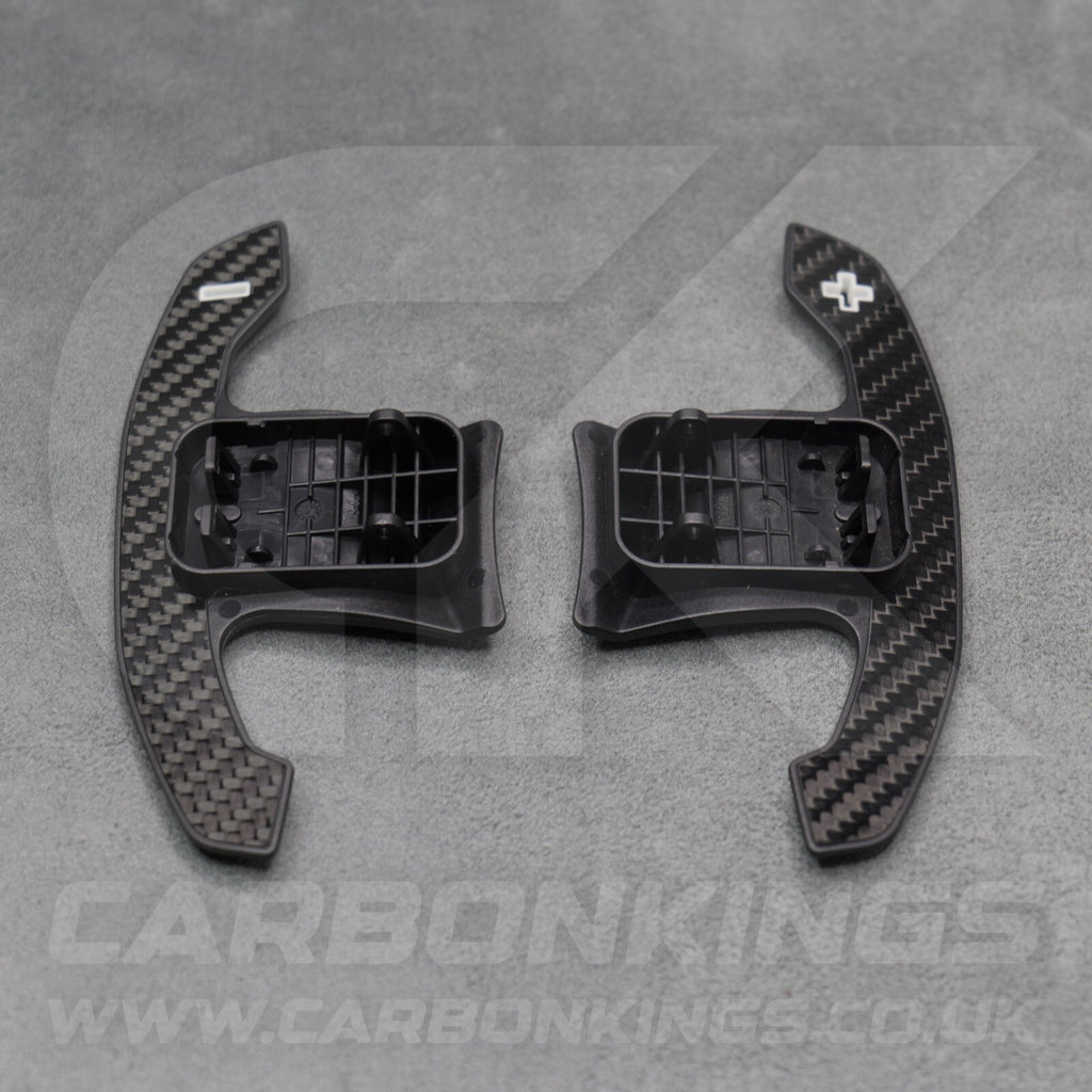 BMW Carbon Fibre / White Gear Shifter Paddles F80 M3 F82 F83 M4 F87 M2 F30 G80