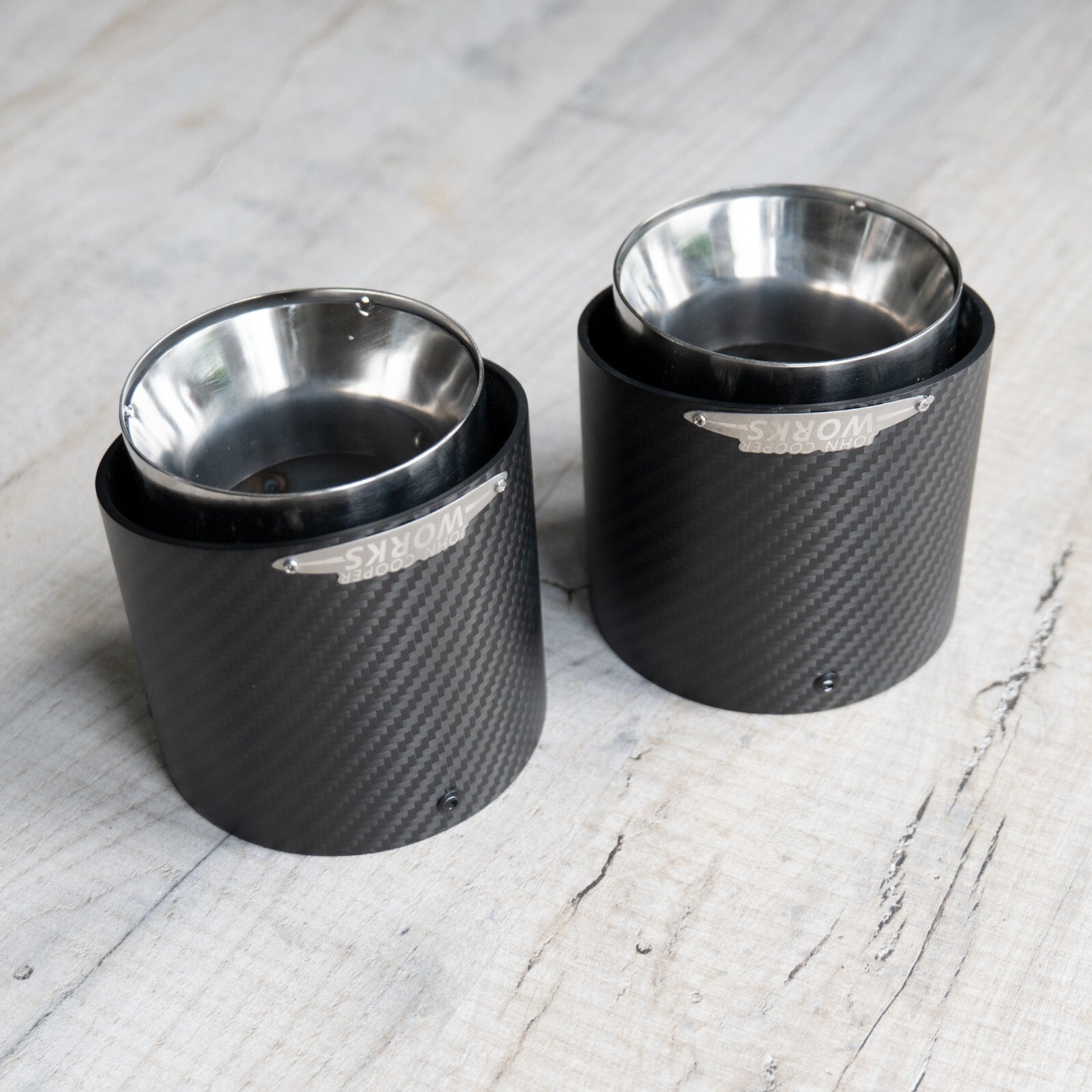85mm Mini JCW Satin Carbon Fibre Exhaust Tips F55 F56 F57 F60 R55 R59 Cooper S D