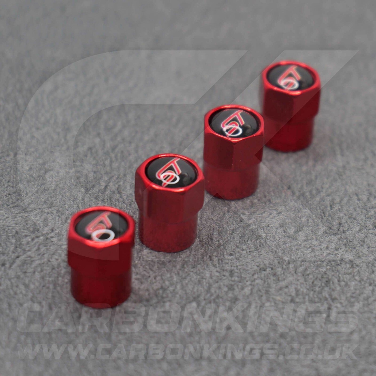 Ford ST Sport Red Anodised Wheel Valve Dust Caps Set Fiesta Focus Edge Puma