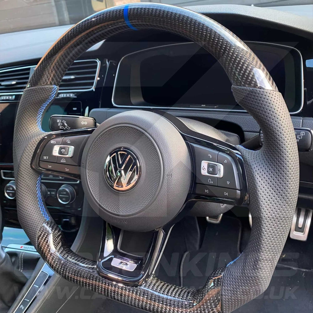 Volkswagen Carbon Fibre Steering Wheel VW Golf MK7 MK7.5 R R-Line GTI GTE GTD +