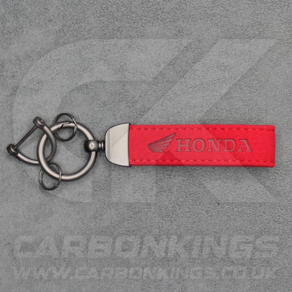 Honda Red Suede Key Ring Chain Car Civic Type R Premium Alcantara Stitched