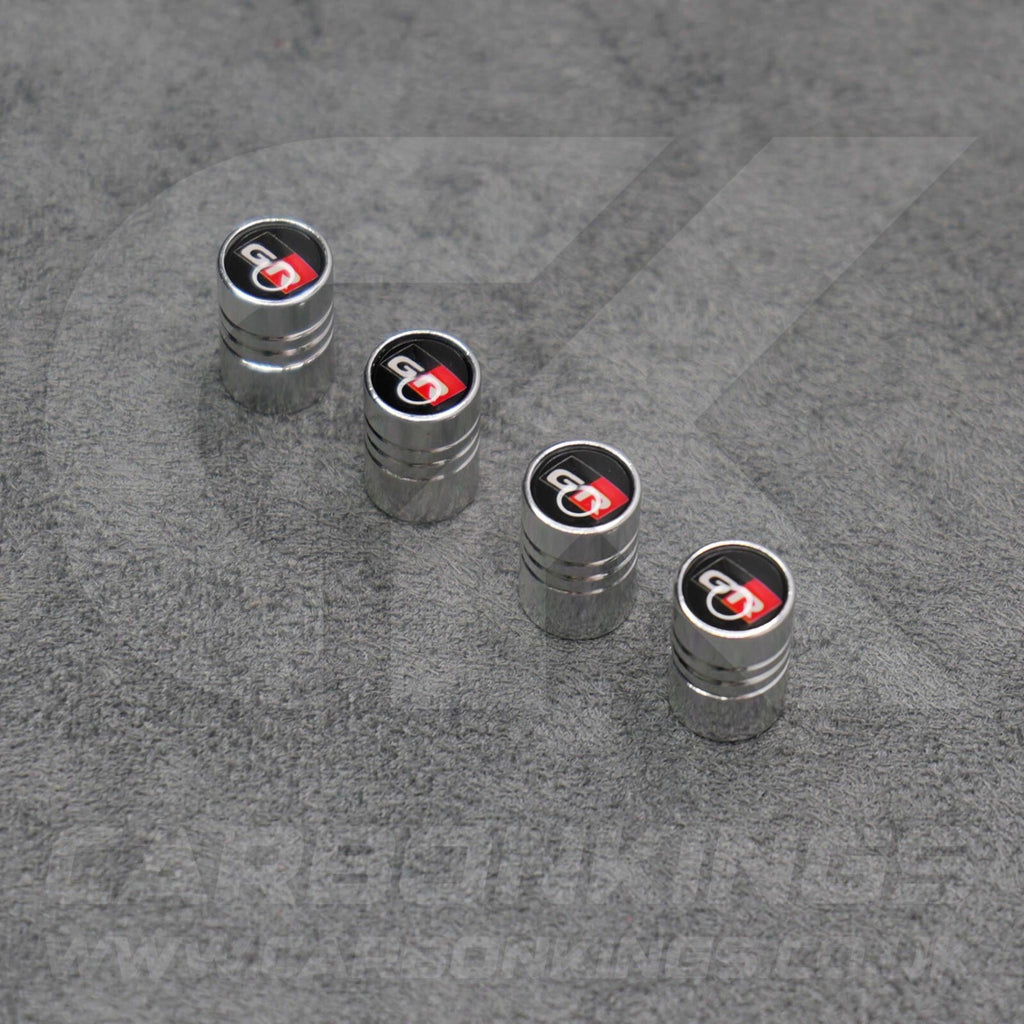 Toyota GR Gazoo Racing Silver Anodised Wheel Valve Dust Caps Yaris GR86 Supra