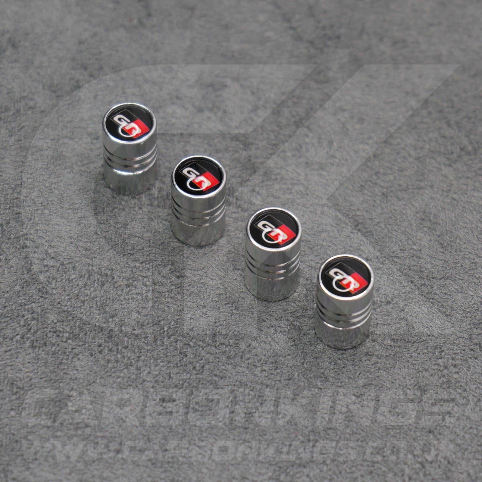 Toyota GR Gazoo Racing Silver Anodised Wheel Valve Dust Caps Yaris GR86 Supra