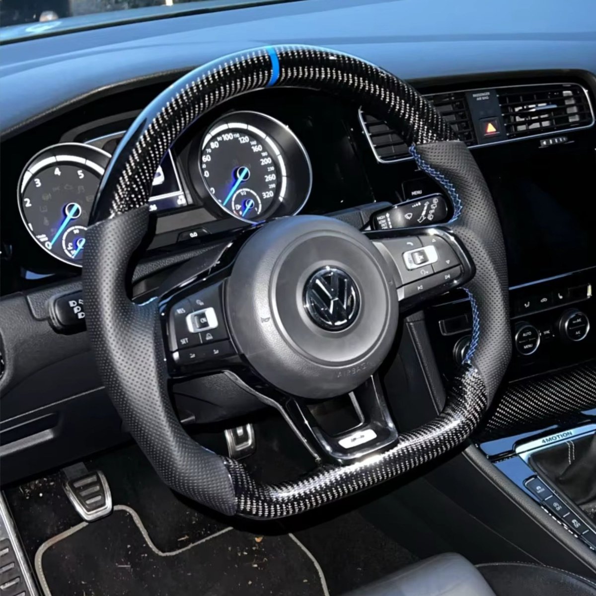 Carbon Fibre Steering Wheel for Volkswagen VW Golf MK7 MK7.5 R R - Line GTI GTE GTD + - Interior Styling | Carbon Kings