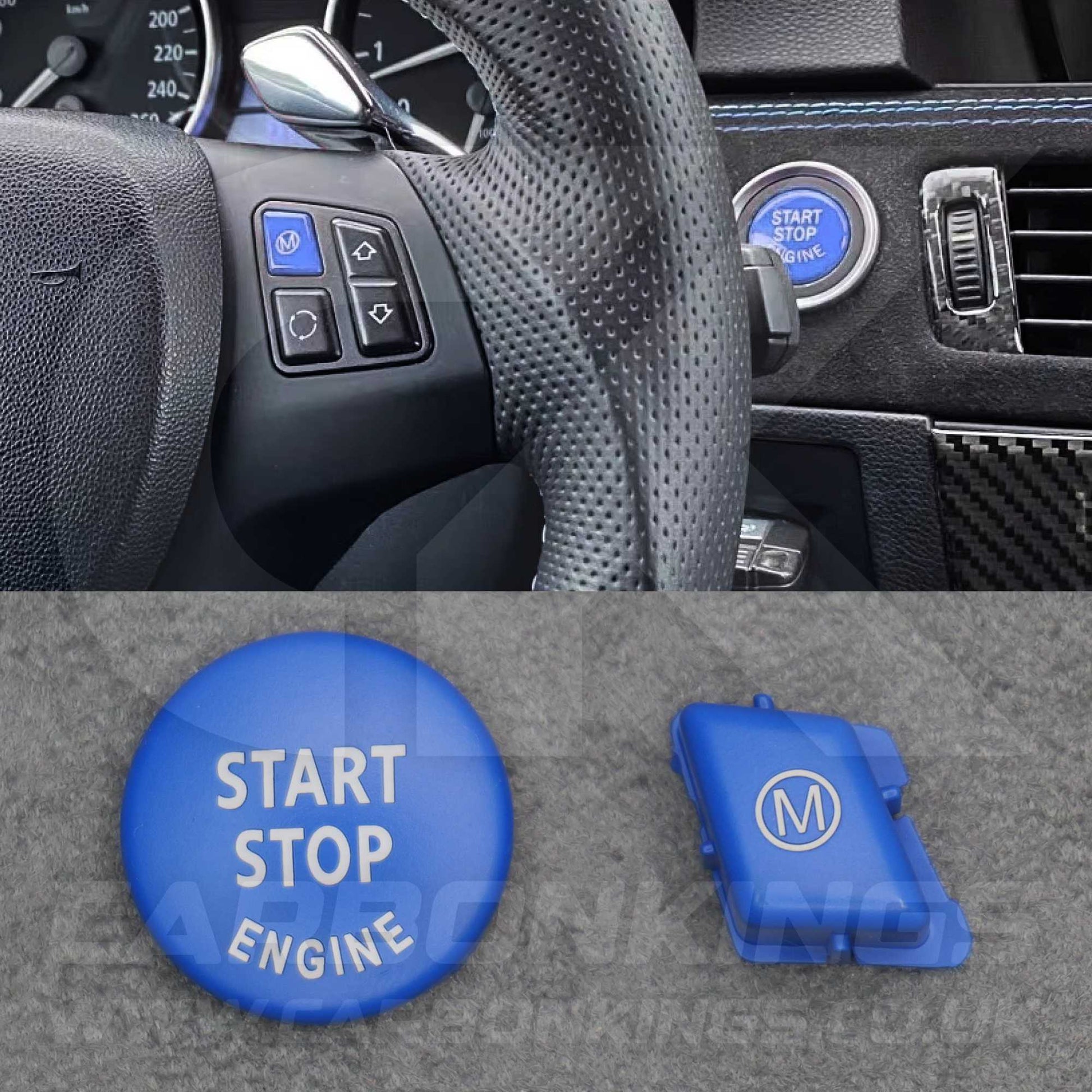 BMW Matte Blue M Mode & Start Stop Button Set for E90 E92 E93 M3 4.0 V8