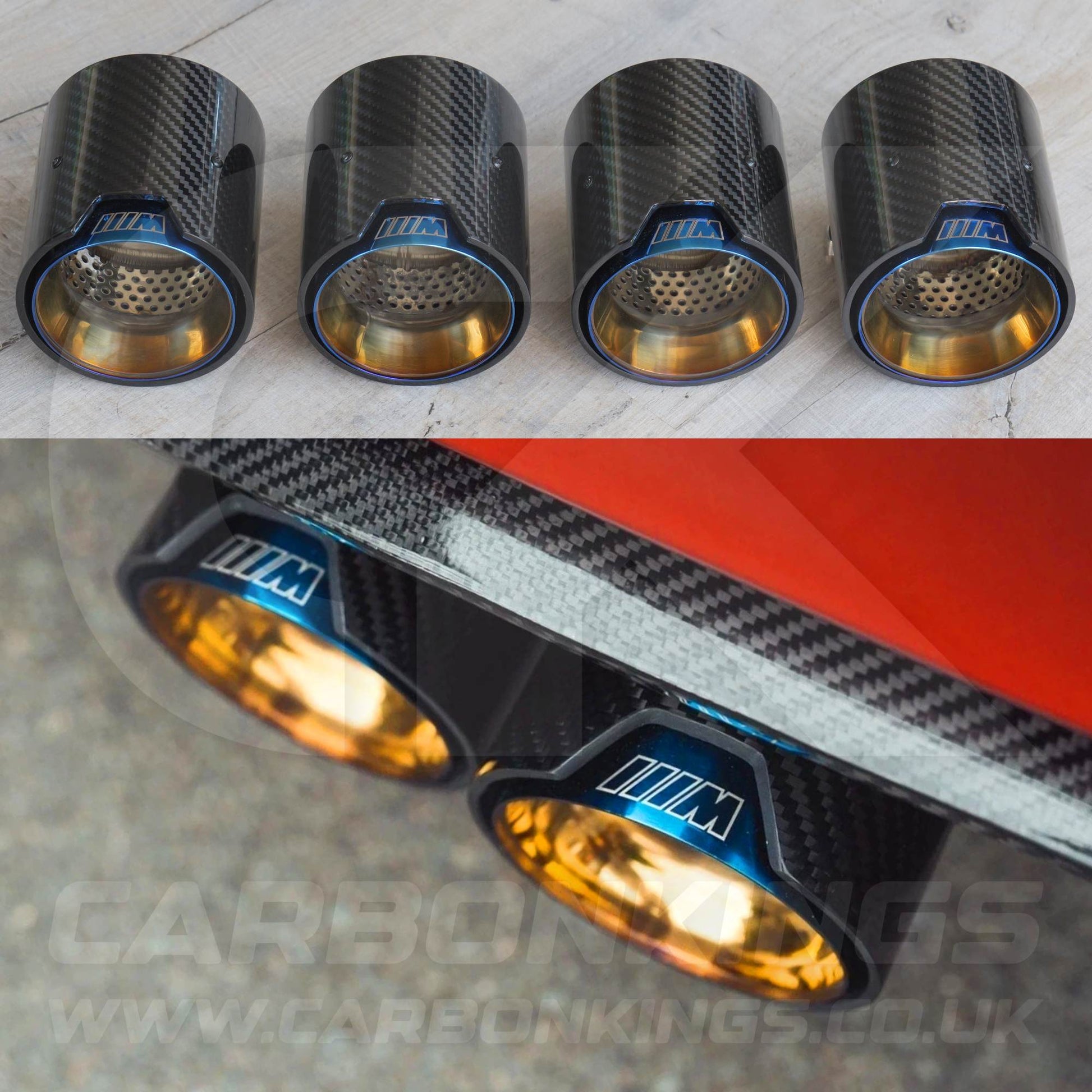 BMW M Performance Carbon Fibre Burnt Blue Exhaust Tips M2 M3 M4 M5 F80 F82 F83 F87 F10 M5