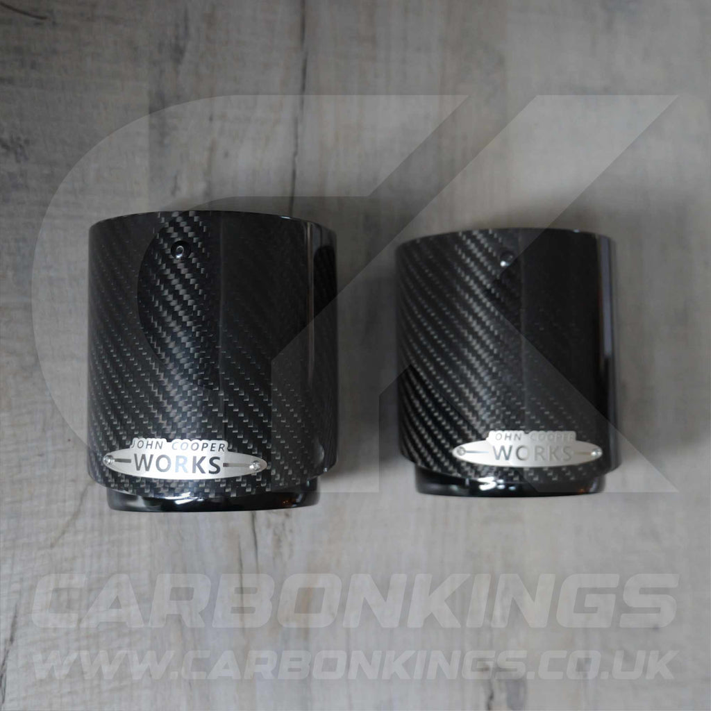 2x 85mm Mini JCW Carbon Fibre / Black Exhaust Tips F54 F55 F56 F57 F60 R55 R56