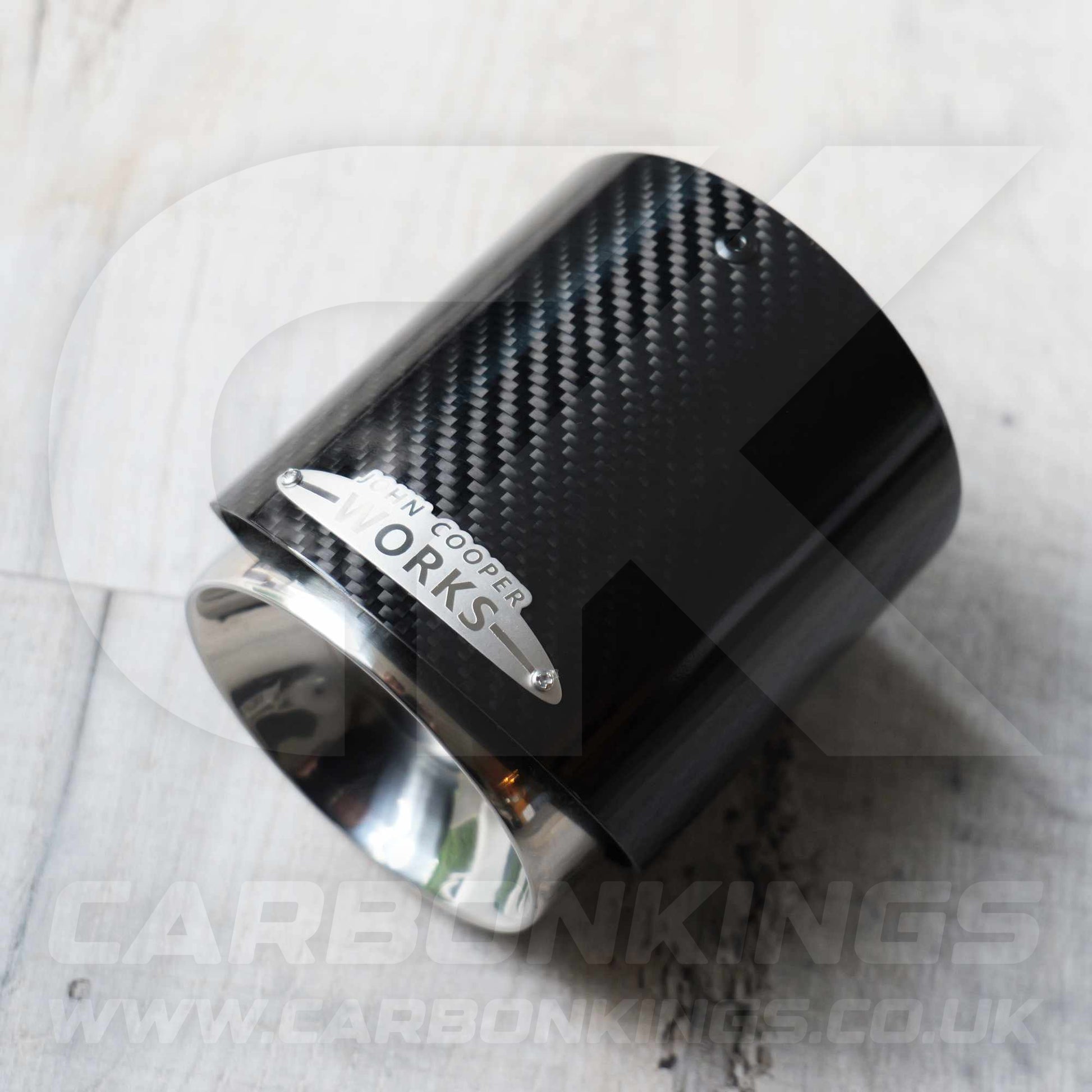 72mm Mini JCW Carbon Fibre / Silver Exhaust Tip R55 R56 R57 R58 R59 R60 R61 Cooper