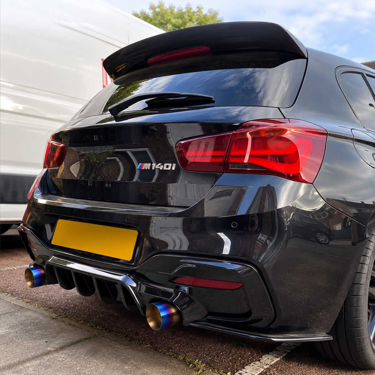 2x Burnt Blue Oversized Stainless Steel Exhaust Tips for BMW F20 F21 F22 F30 F32 M135i M140i M235i