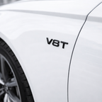 2x Matte Black V8T Side Wing Badge Emblems for Audi SQ7 S6 S5 RS4 RS5 RS6 RS7 S8
