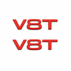 2x Gloss Red V8T Side Wing Badge Emblems for Audi SQ7 S6 S5 RS4 RS5 RS6 RS7 S8