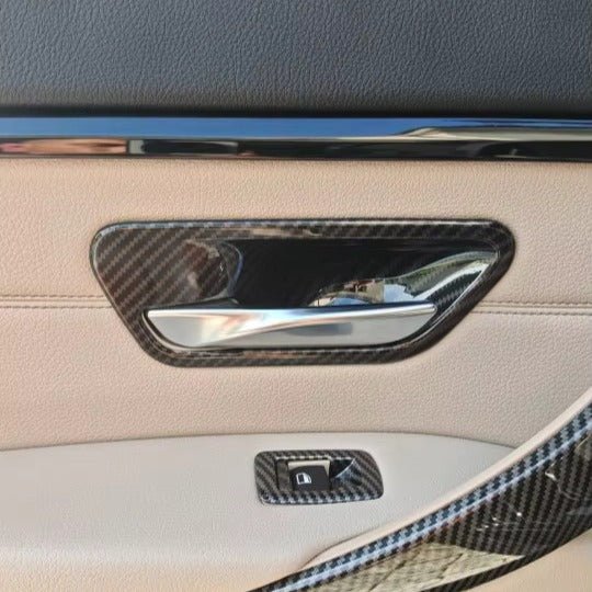 Carbon Fibre Style Interior Door Handle Trims BMW F80 M3 F82 M4 F83 F30 F32 3 4 - Interior Styling | Carbon Kings