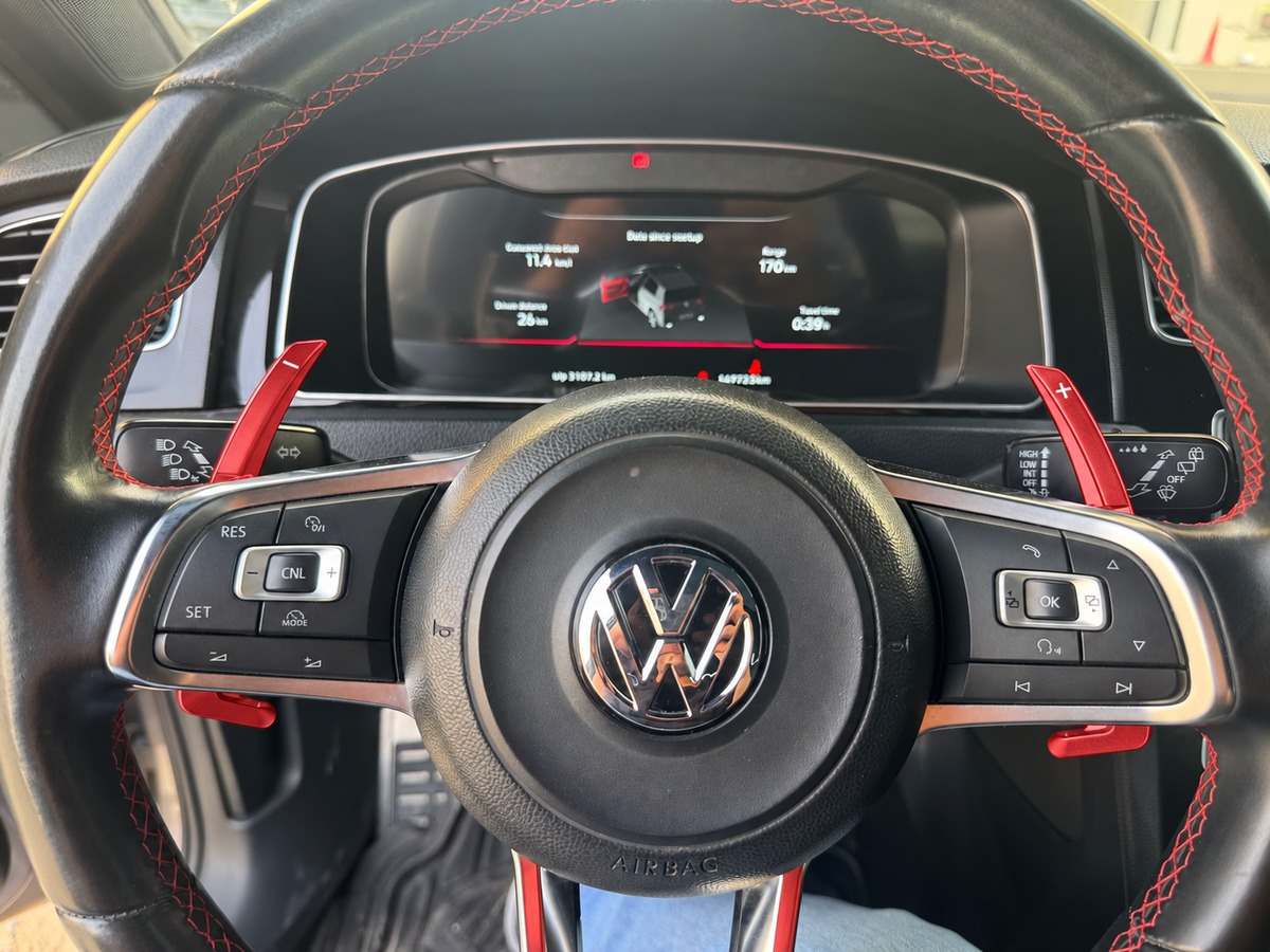 Red Alloy Extended Gear Shifter Paddles for Volkswagen VW Golf MK7 7.5 GTI GTD R TSI DSG