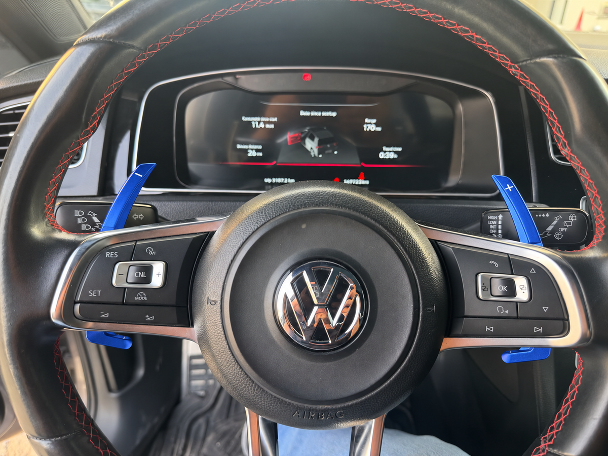 Blue Alloy Extended Gear Shifter Paddles for Volkswagen VW Golf MK7 7.5 GTI GTD R TSI DSG