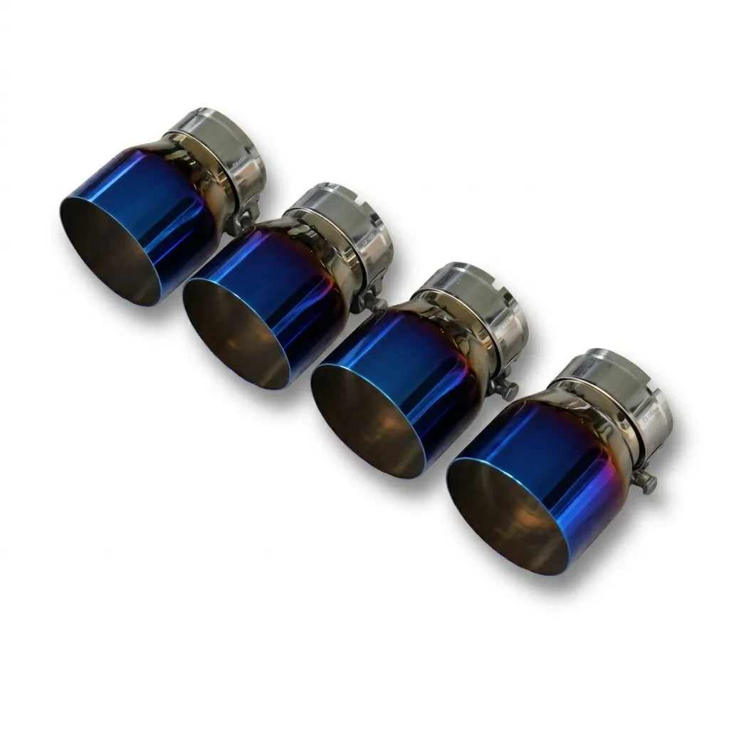 4x Burnt Blue Oversized Stainless Steel Exhaust Tips for BMW M2 M3 M4 M5 F87 F80 F82 F10 M6 F06/F12/F13 70MM