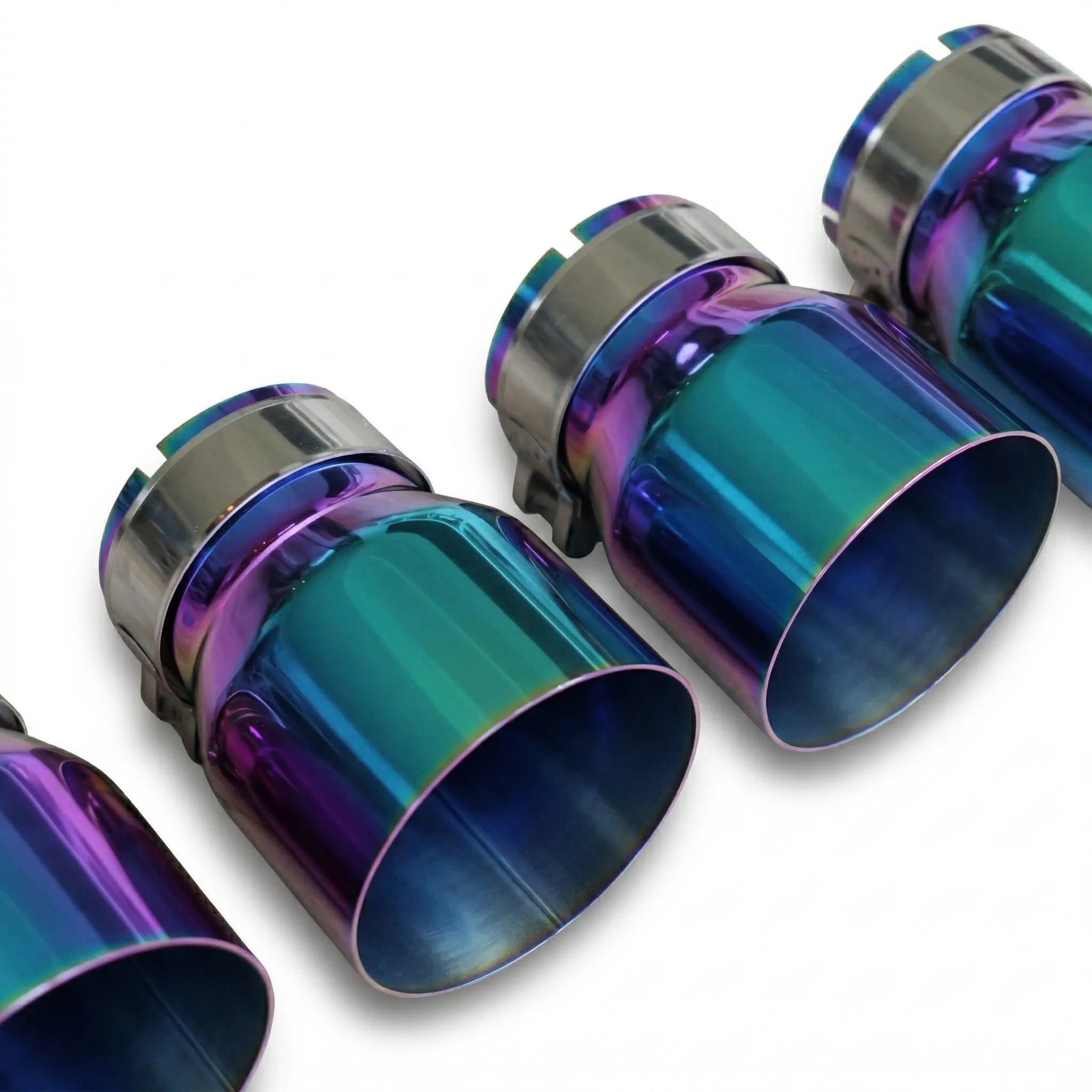 4x Multicoloured Oversized Stainless Steel Exhaust Tips for BMW M2 M3 M4 M5 F87 F80 F82 F10 M6 F06/F12/F13 70MM