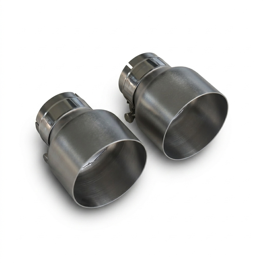 2x Brushed Silver Oversized Stainless Steel Exhaust Tips for BMW F20 F21 F22 F30 F32 M135i M140i M235i