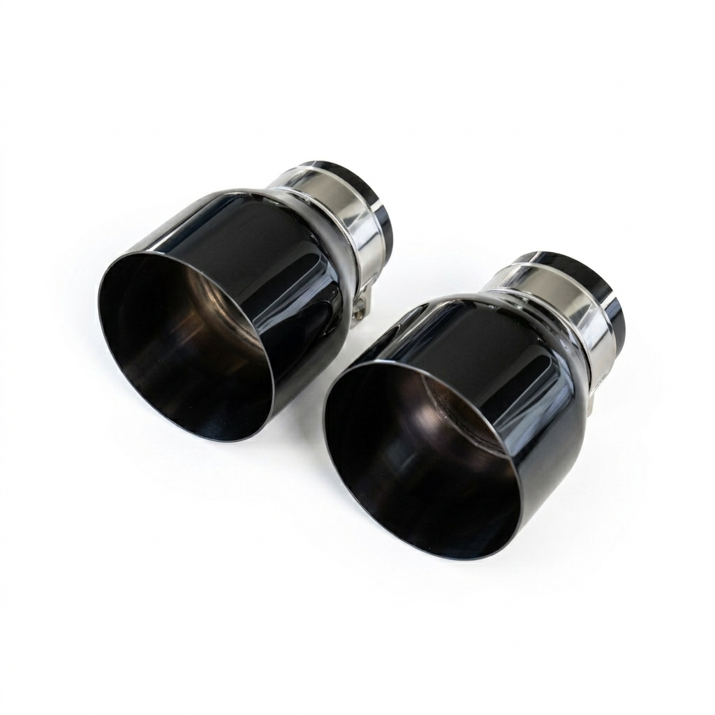 2x Gloss Black Oversized Stainless Steel Exhaust Tips for BMW F20 F21 F22 F30 F32 M135i M140i M235i