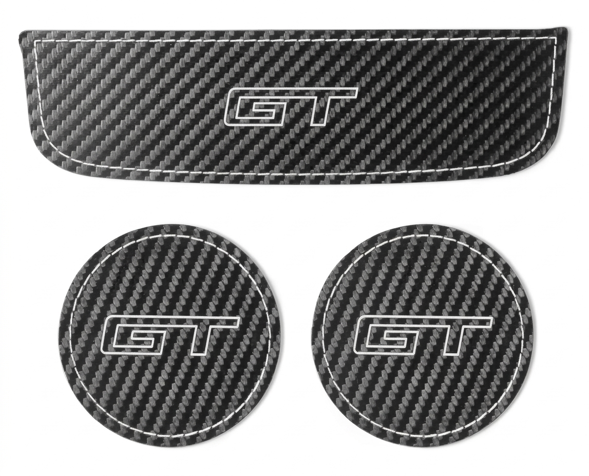 Carbon Fibre Style Cup Holder Storage Covers for Ford Mustang GT S550 Mach 1 V8 GT350