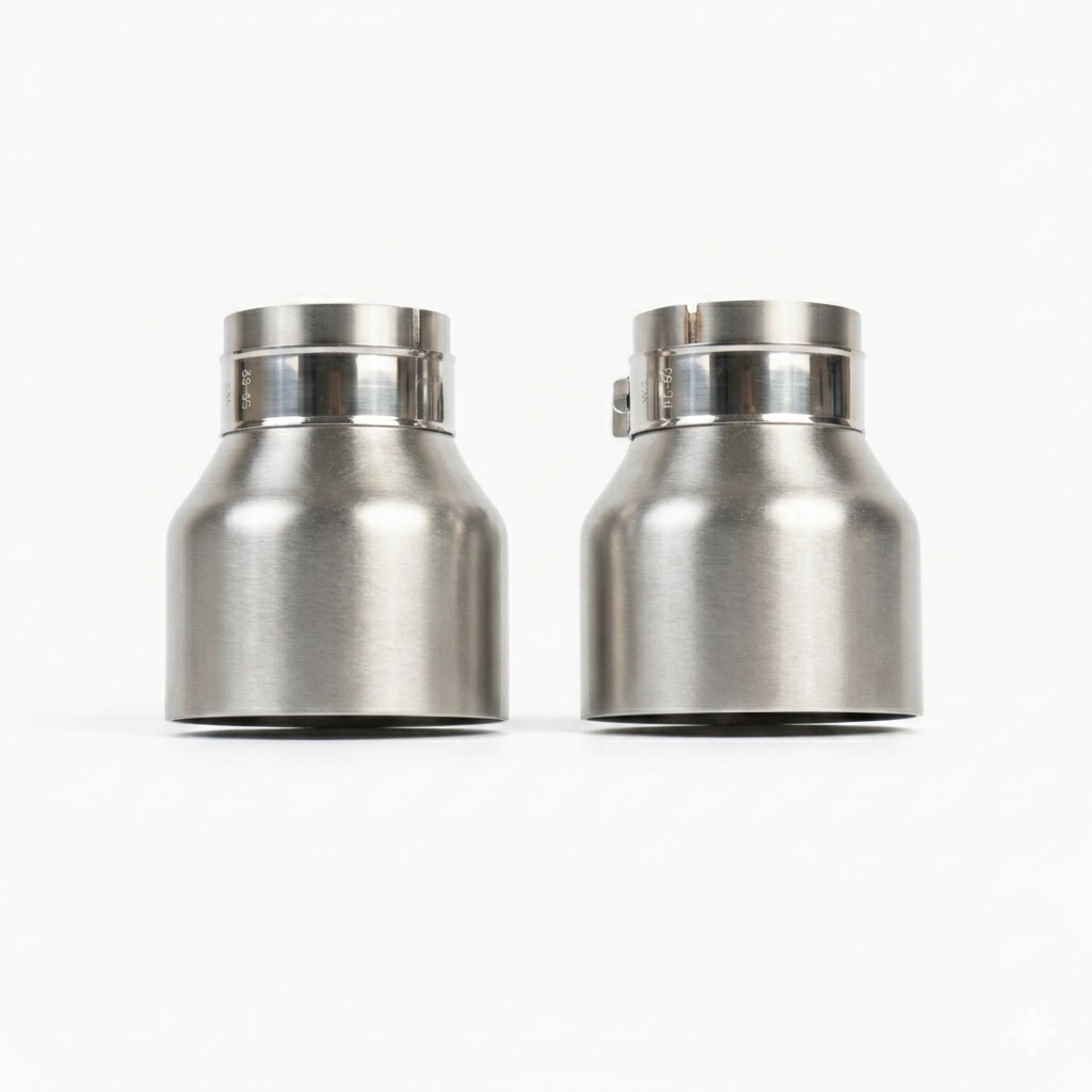 2x Brushed Silver Oversized Stainless Steel Exhaust Tips for BMW F20 F21 F22 F30 F32 M135i M140i M235i