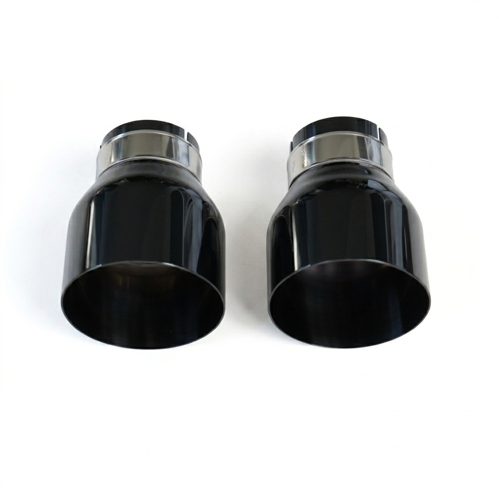 2x Gloss Black Oversized Stainless Steel Exhaust Tips for BMW F20 F21 F22 F30 F32 M135i M140i M235i