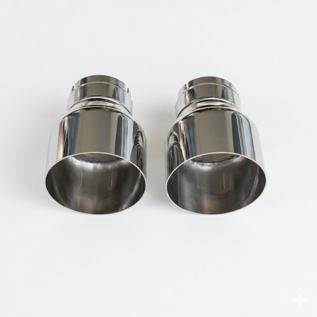 2x Chrome Silver Oversized Stainless Steel Exhaust Tips for BMW F20 F21 F22 F30 F32 M135i M140i M235i