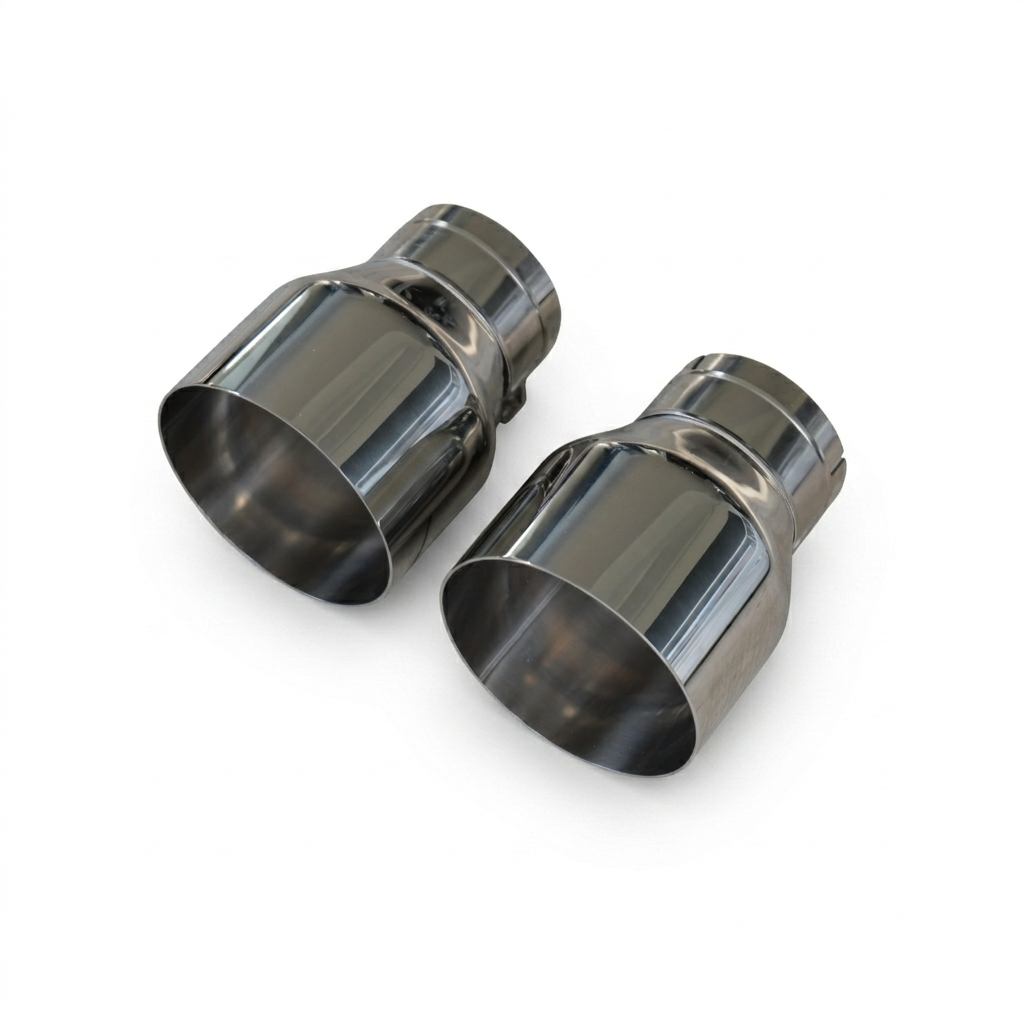 2x Chrome Silver Oversized Stainless Steel Exhaust Tips for BMW F20 F21 F22 F30 F32 M135i M140i M235i