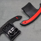 Carbon Fibre & Red Gear Shifter Paddles for BMW F80 M3 F82 F83 M4 F87 M2 F30 G30 F20 G20 - Interior Styling | Carbon Kings