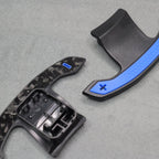 Forged Carbon Fibre & Blue Gear Shifter Paddles for BMW F80 M3 F82 M4 M2 F30 - Interior Styling | Carbon Kings