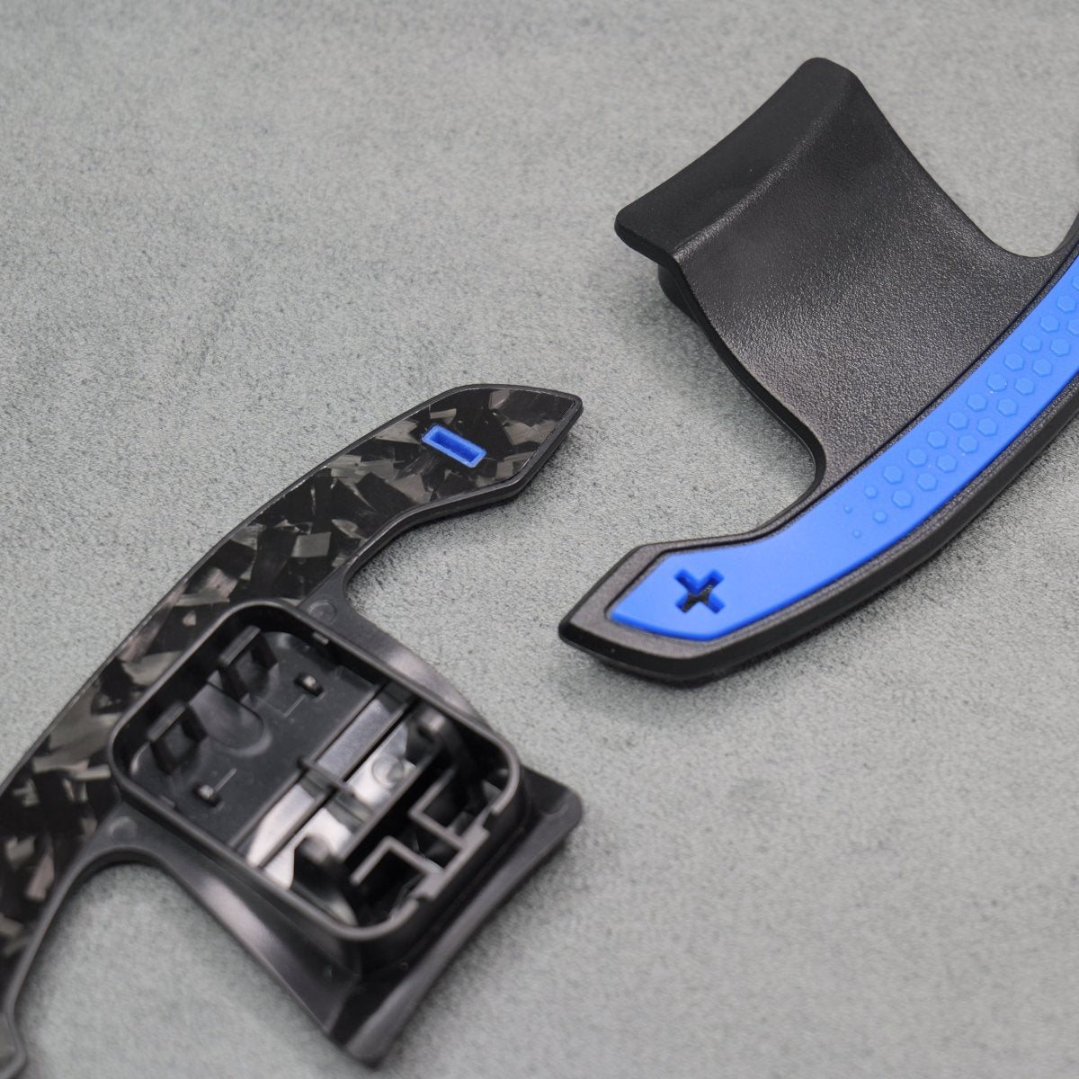 Forged Carbon Fibre & Blue Gear Shifter Paddles for BMW F80 M3 F82 M4 M2 F30 - Interior Styling | Carbon Kings