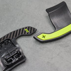 Carbon Fibre / Yellow Gear Paddles Shifters for BMW F80 M3 F82 F83 M4 F87 M2 F30 G20 - Interior Styling | Carbon Kings
