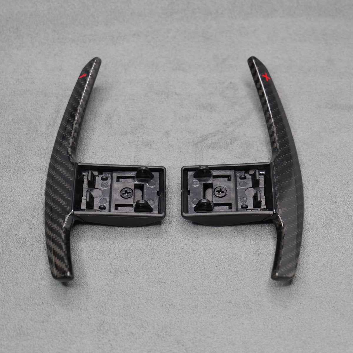 Carbon Fibre / Red Gear Paddle Shifters for BMW F80 M3 F82 F83 M4 F87 M2 F30 - Interior Styling | Carbon Kings