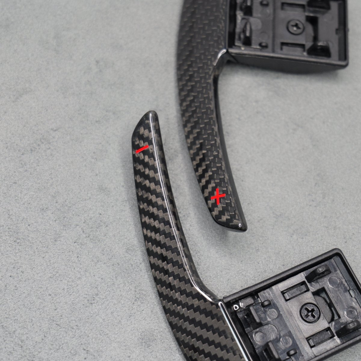 Carbon Fibre / Red Gear Paddle Shifters for BMW F80 M3 F82 F83 M4 F87 M2 F30 - Interior Styling | Carbon Kings