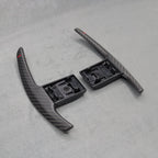 Satin Carbon Fibre / Red Gear Paddle Shifters BMW F80 M3 F82 F83 M4 F87 M2 - Interior Styling | Carbon Kings