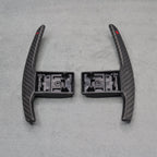Satin Carbon Fibre / Red Gear Paddle Shifters BMW F80 M3 F82 F83 M4 F87 M2 - Interior Styling | Carbon Kings