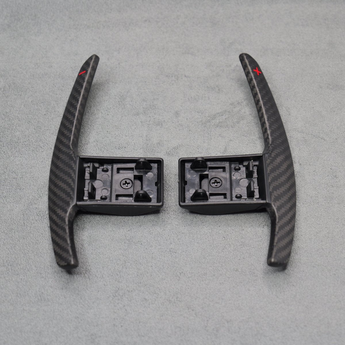 Satin Carbon Fibre / Red Gear Paddle Shifters BMW F80 M3 F82 F83 M4 F87 M2 - Interior Styling | Carbon Kings