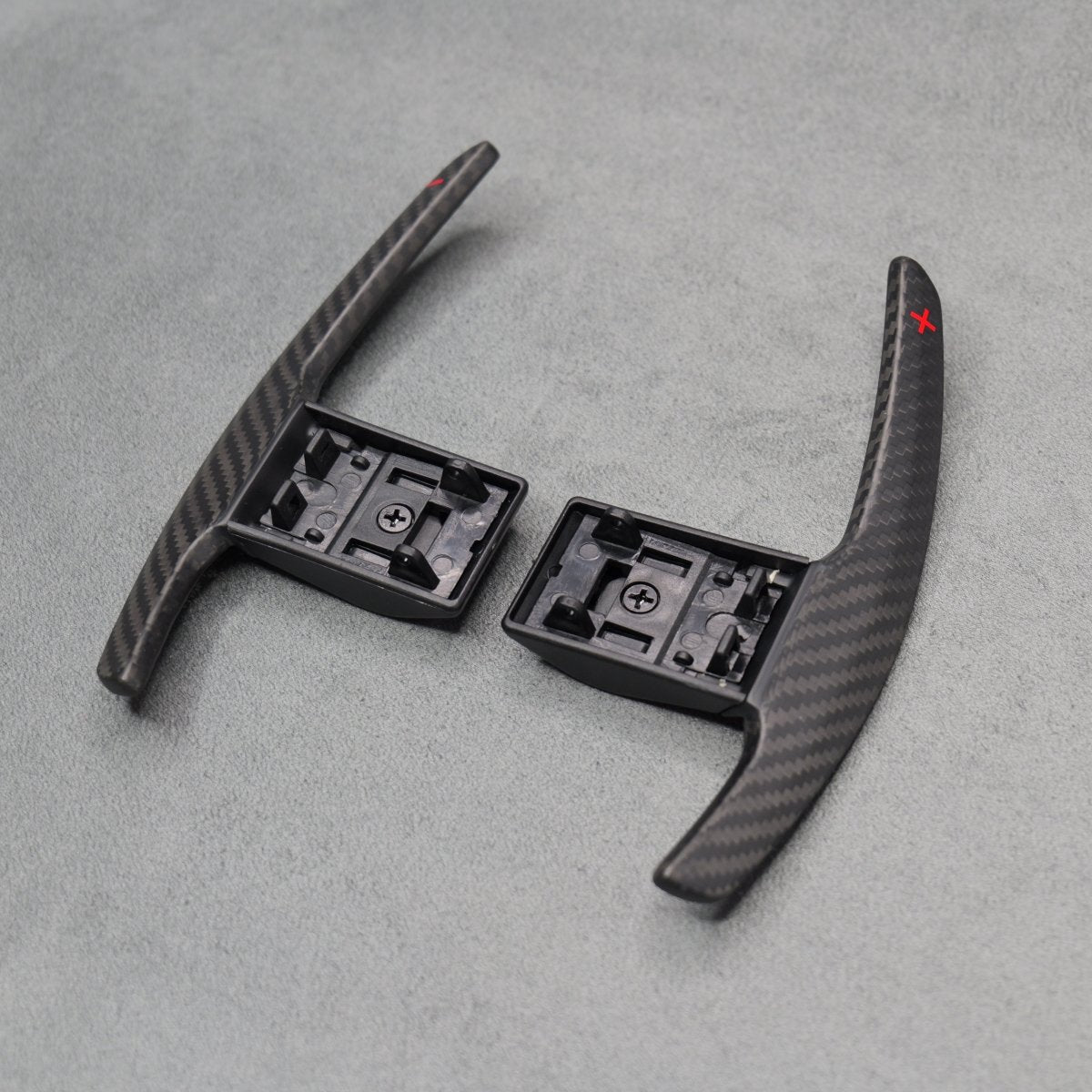 Satin Carbon Fibre / Red Gear Paddle Shifters BMW F80 M3 F82 F83 M4 F87 M2 - Interior Styling | Carbon Kings