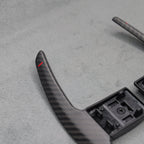 Satin Carbon Fibre / Red Gear Paddle Shifters BMW F80 M3 F82 F83 M4 F87 M2 - Interior Styling | Carbon Kings