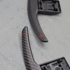 Satin Carbon Fibre / Red Gear Paddle Shifters BMW F80 M3 F82 F83 M4 F87 M2 - Interior Styling | Carbon Kings