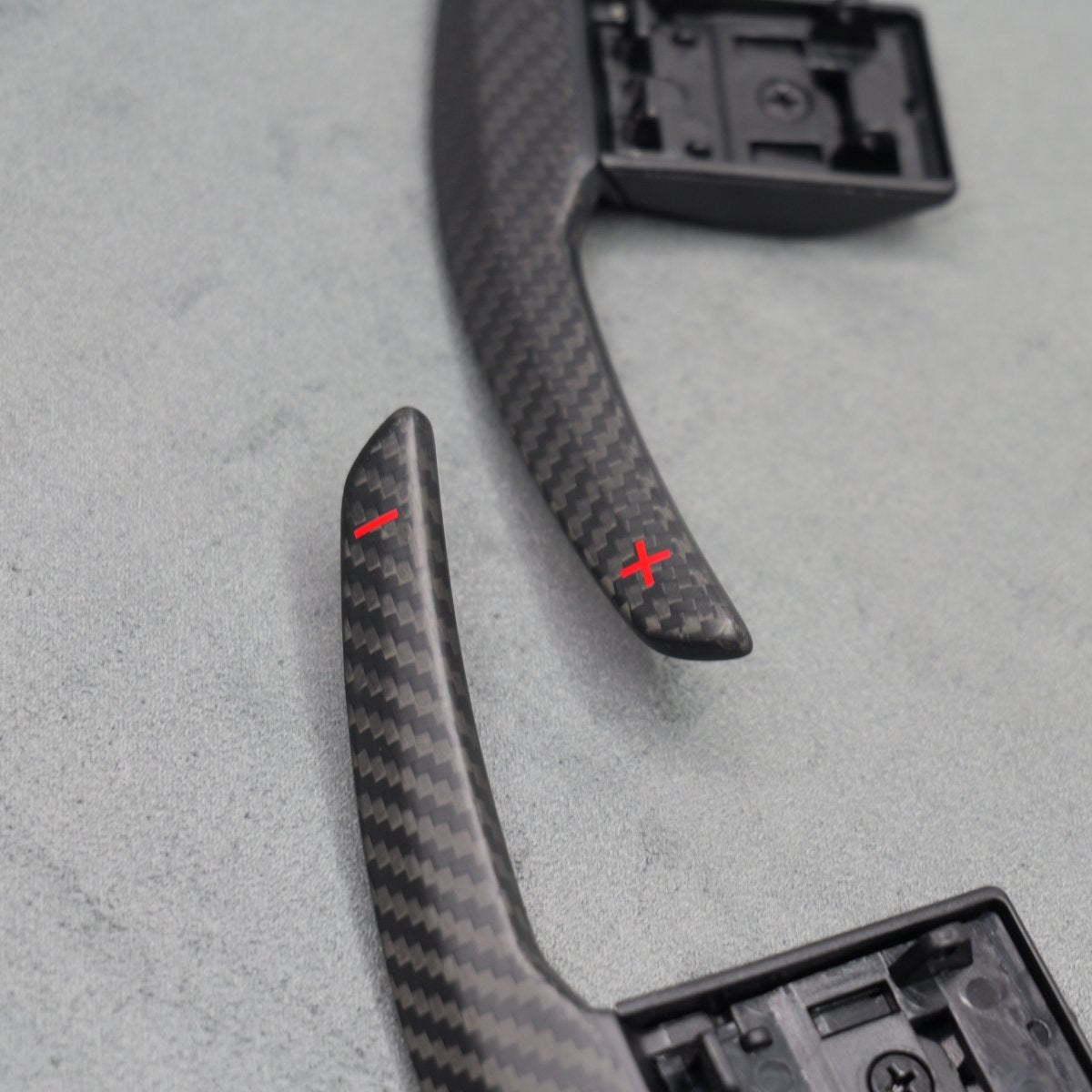 Satin Carbon Fibre / Red Gear Paddle Shifters BMW F80 M3 F82 F83 M4 F87 M2 - Interior Styling | Carbon Kings