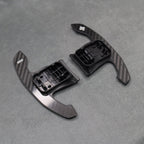 Carbon Fibre / White Gear Shifter Paddles for BMW F80 M3 F82 F83 M4 F87 M2 F30 G80 - Interior Styling | Carbon Kings