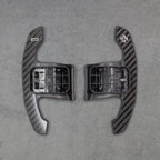 Carbon Fibre / White Gear Shifter Paddles for BMW F80 M3 F82 F83 M4 F87 M2 F30 G80 - Interior Styling | Carbon Kings